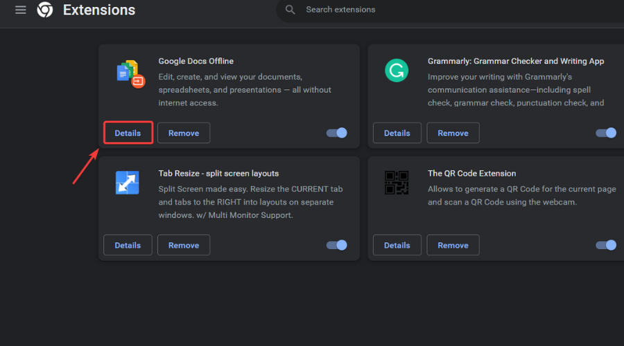 extension details