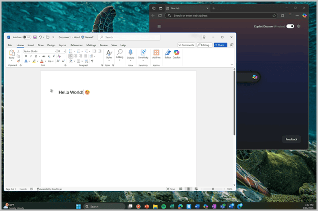 Windows 365 app streaming - Edge and Word streamed cloud apps
